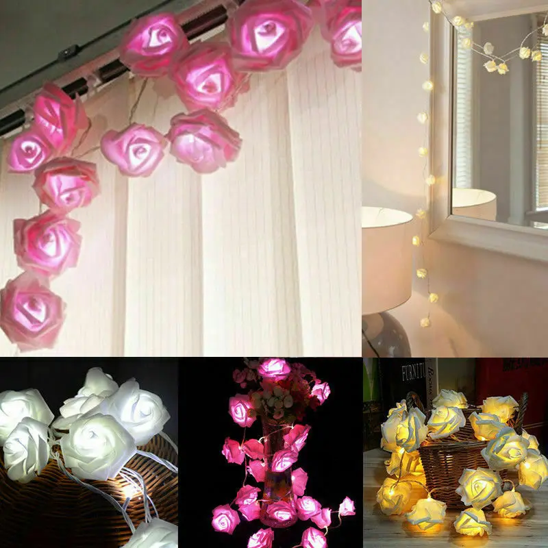 

Гирлянда с 20 светодиодами в виде цветка розы, сказочное украшение для свадьбы, Рождества, вечеринки, сада