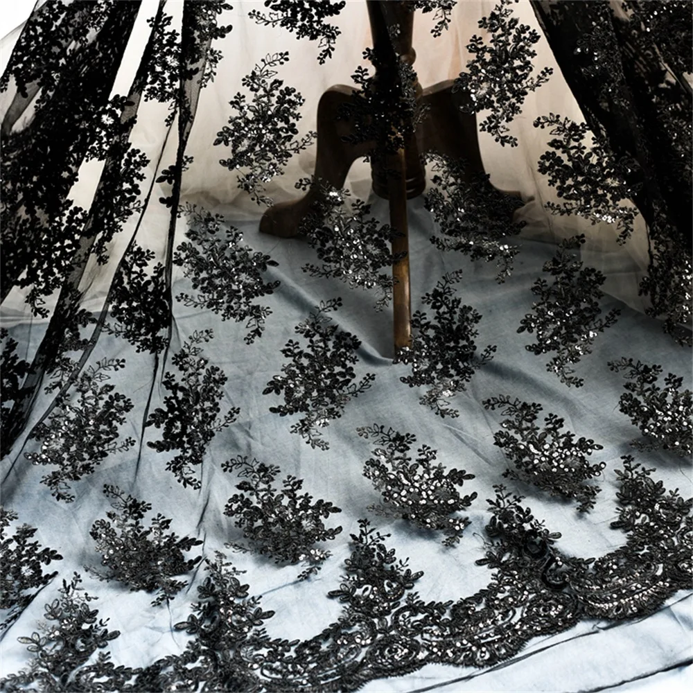 

Car Bone Cording Embroidery Flower Applique Lace Fabric Wedding Dress Veil Fabric For Sewing Clothes V2500