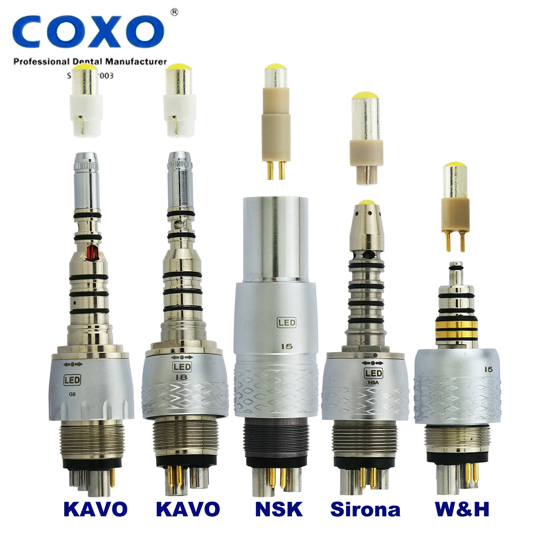 COXO YUSENDENT KAVO NSK Type Dental LED Coupler Coupling 6Pin 6Holes LED Bulb For LED Fiber Optic High Speed Turbine Handpiece