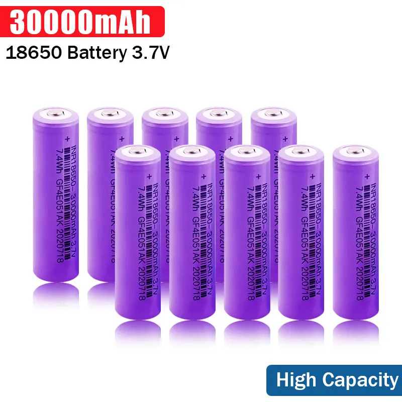 

30000mAh 18650 Battery Rechargeable Battery 3.7V 18650 Li-ion Rechargeable Battery For Flashlight Torch Battery High Capacity