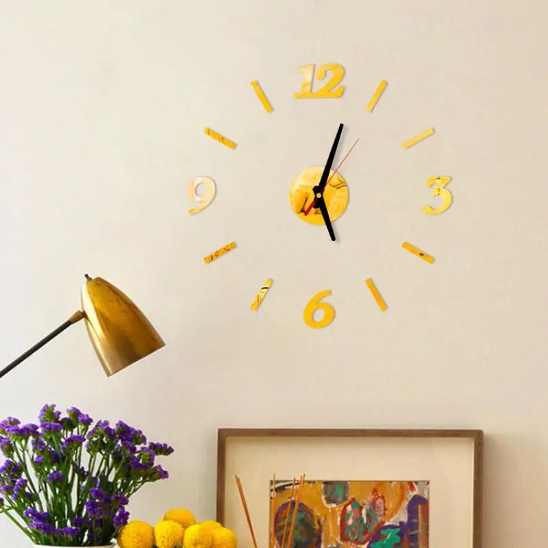 

3D Mute Nordic Sticker Clock Office Nordic Decor DIY Wall Clocks Home Quartz Numeral Stickers Hanging Clock