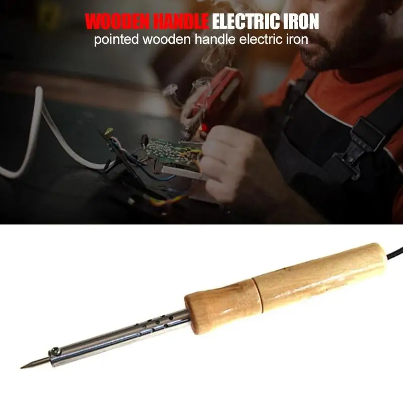 220V 30 Вт/40 Вт/60 Вт/80 Вт/100 W деревянной ручкой мини паяльник паяльная станция Регулируемый Температура Электрический паяльник