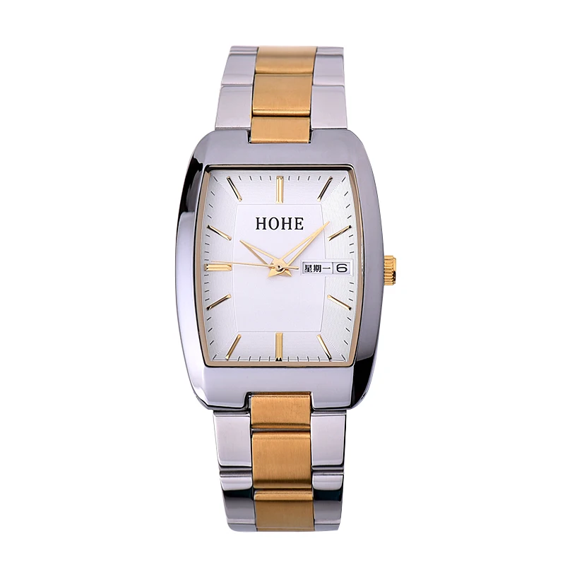 Men's ultra-thin double calendar rectangular watch waterproof luminous fashion quartz watch business men's Watch enlarge