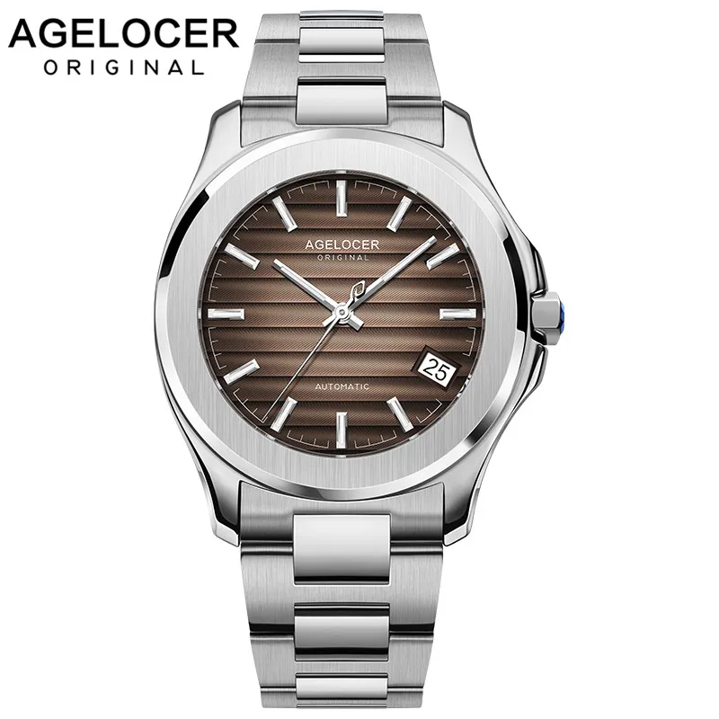 

AGELOCER Switzerland Men Watch Automatic Mechanical Watches Role Date Top Luxury Brand Brown Wrist watch Clock Relogio Masculino