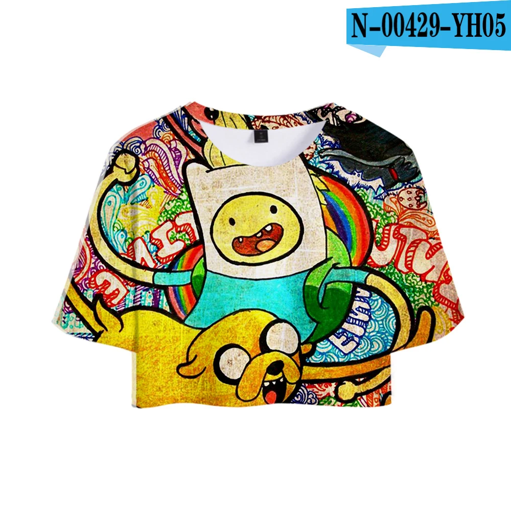 picture color Adventure Time Print Midriff-baring футболка сексуальная женская модная популярная Повседневная футболка Harajuku короткий рукав горячая распродажа - Цвет: picture color