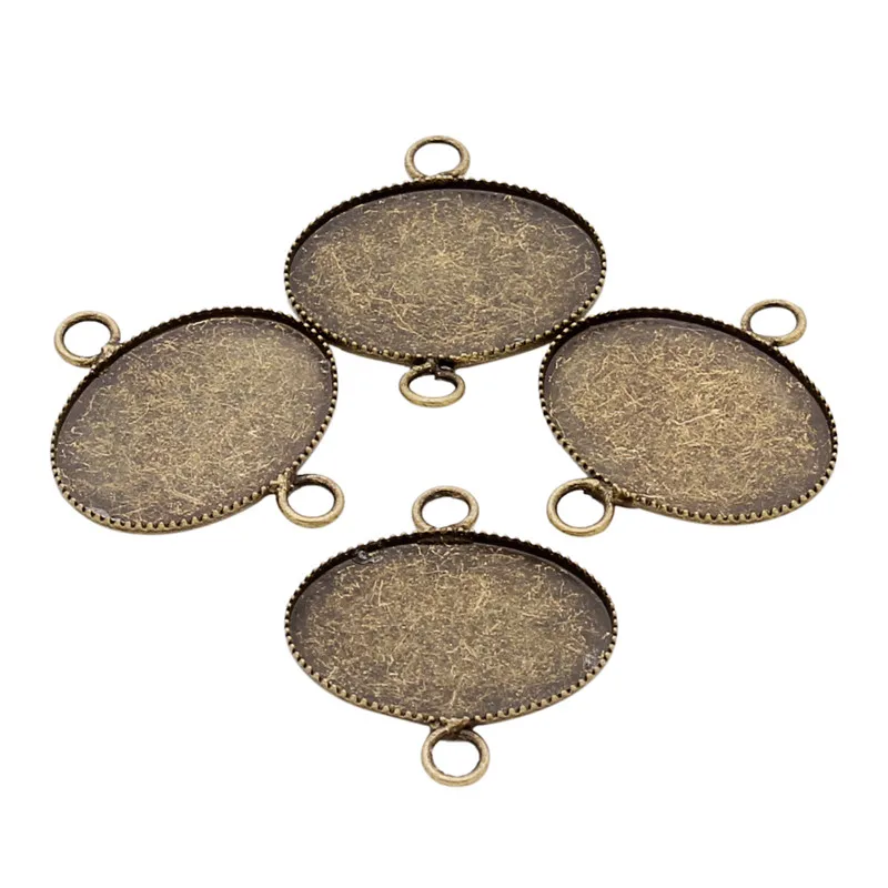 

10pcs/lot 13*18mm Antique Bronze Charm Pendant Setting Connector Cabochon Base Tray Bezel Blank with 2 Hole Jewelry Making K0358