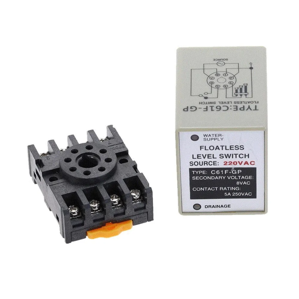 

AC220V Level Relay Floatless Level Switch C61F - GP Water Level Controller Switch Pump Automatically Switches With Base Relays