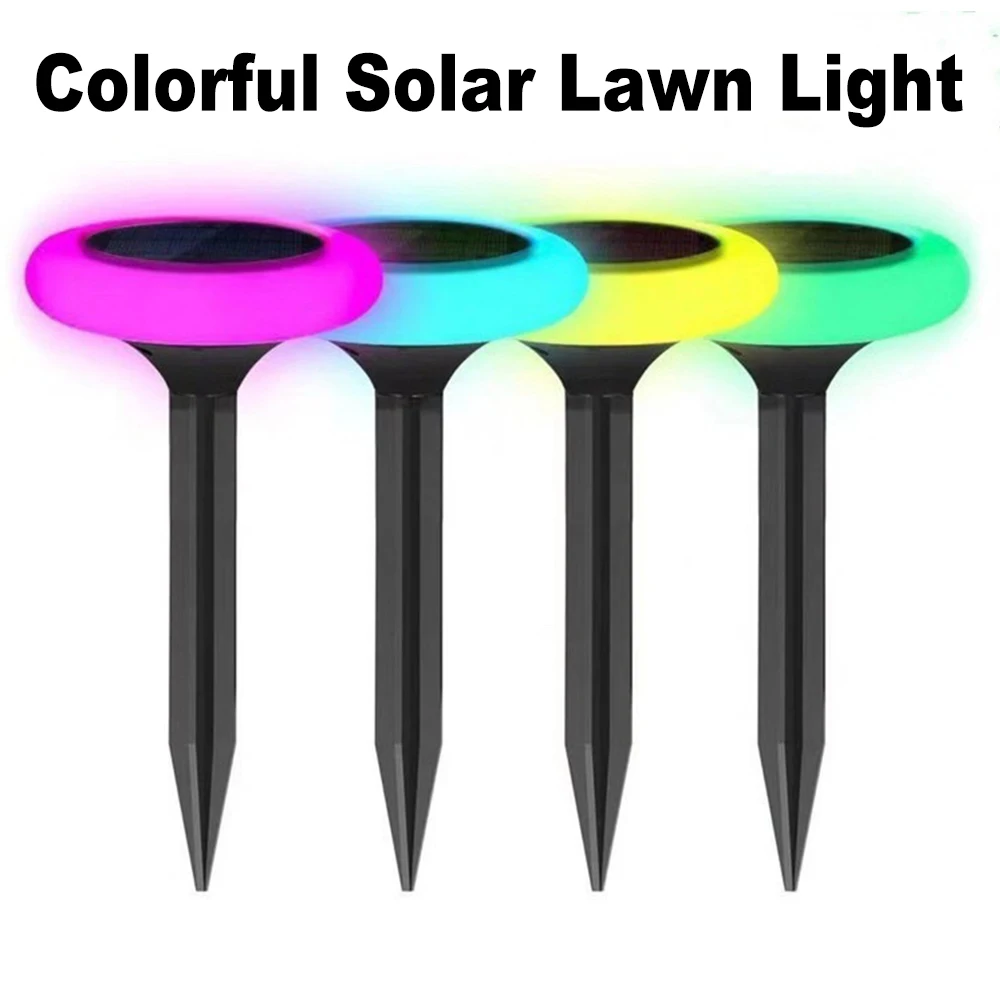 Solar Colorful Lawn Light Outdoor Waterproof Grass Buried Light Garden Plug Color Changing Landscape Decorative Lighting