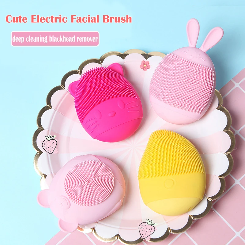 Силиконовый водонепроницаемый массажер для лица щетка милый электрический