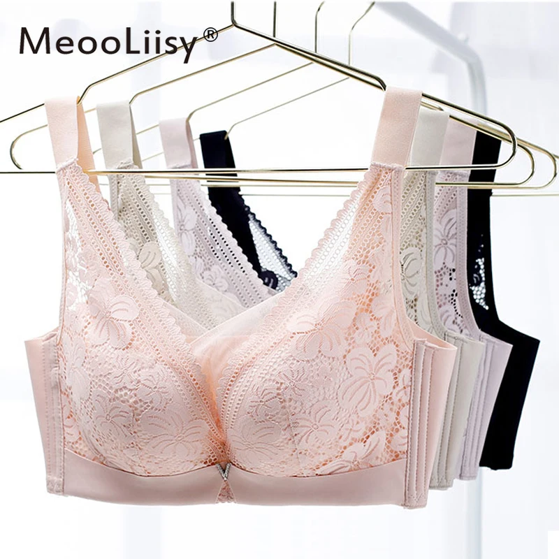 

MeooLiisy Full Cup Bras for Women Thin Cup Lace Bra with Mesh Wire Free Lace Brassiere Femme