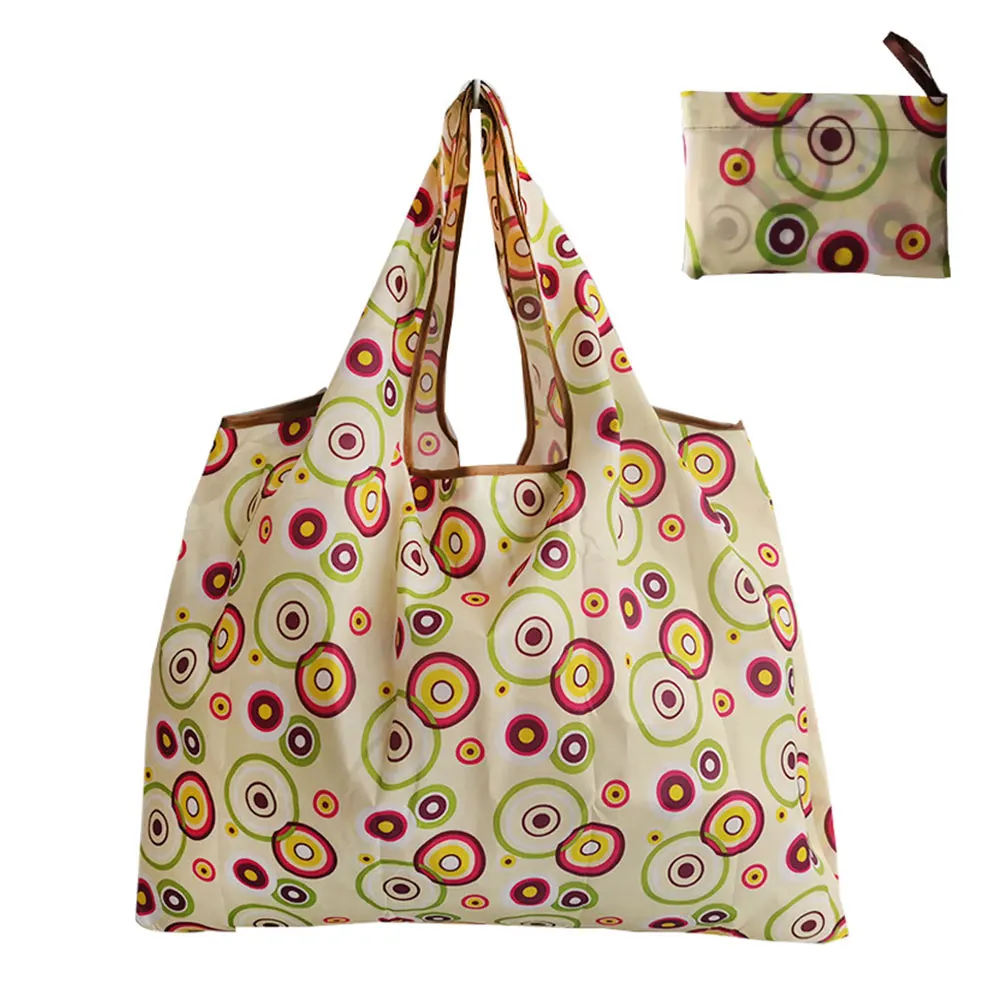 Многоразовые сумки для продуктов складные тканевые моющиеся мешки из полиэстера