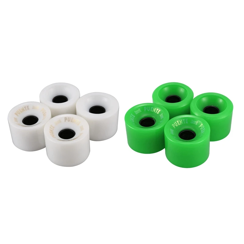 

PUENTE 8Pack Skateboard Wheels PU Wearable Flexible Durable 70X51mm Skateboard Rebuilding or Repair Kit White & Green