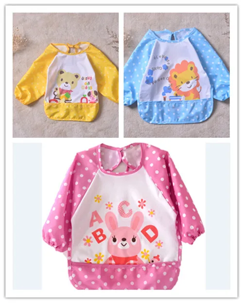 Long Sleeve Baby Bibs Bib Apron Waterproof Art Smock Feeding Toddler Children | Детская одежда и обувь