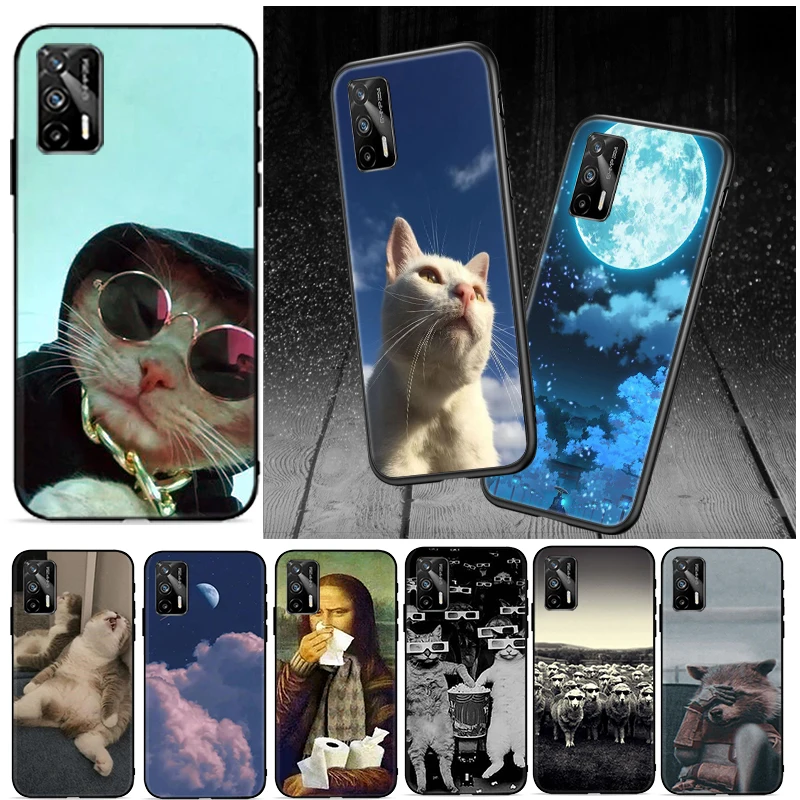 

Funny Cartoon Cat Phone Case For OPP Realme GT Neo 5G For Iron Tower Cases Soft TPU Carcasa Funda