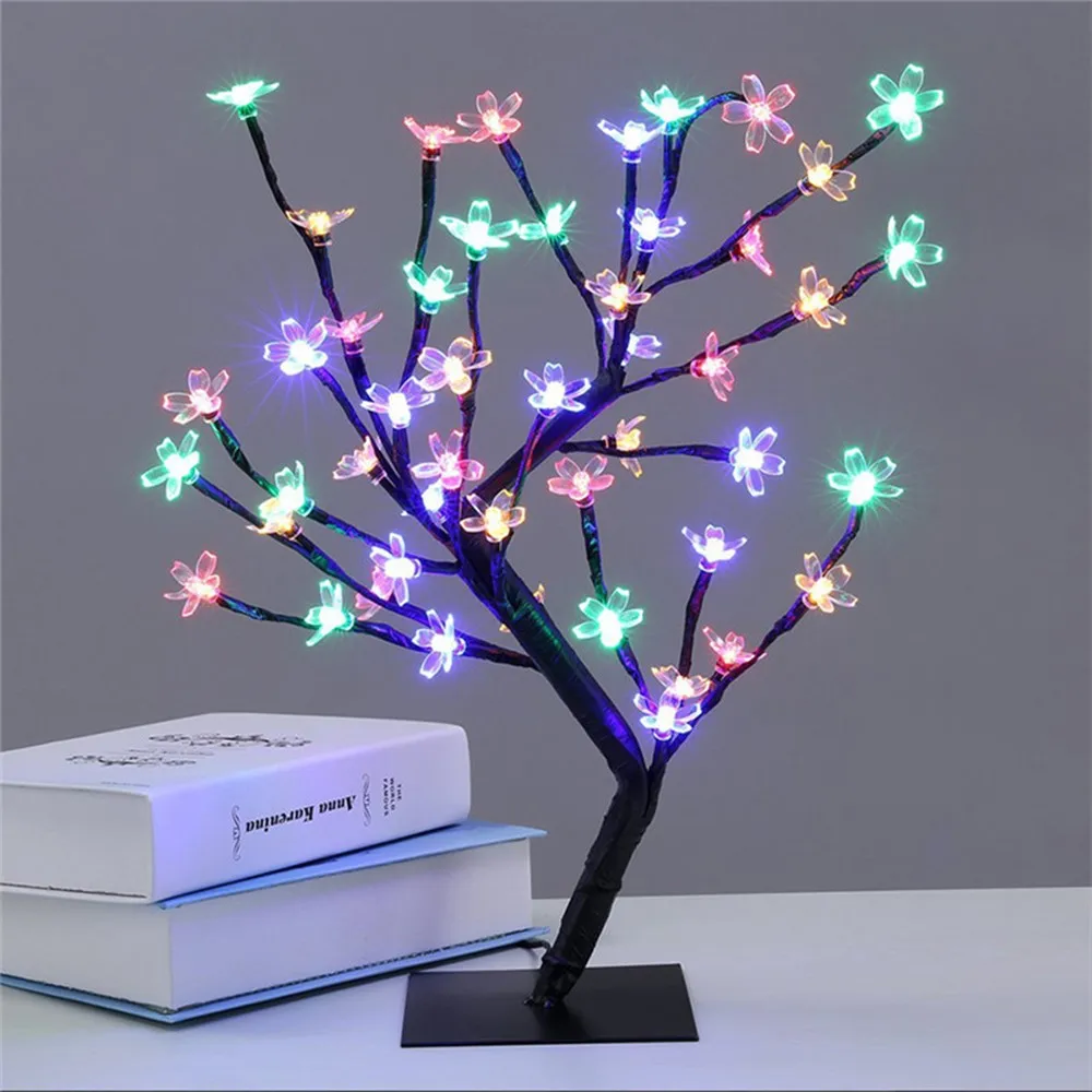 

[DBF]0.45M 48 leds Flower Tree Lights LED Cherry Blossom Table Lamps with switch for Home Wedding Party Xmas Decoration Lights