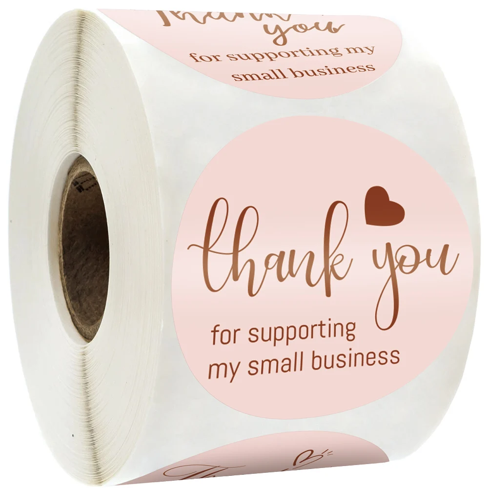 

1.5" Thank You Stickers 500pcs Round for Supporting My Small Business Labels Pink Sealing Stickers for Business Gift Packaging