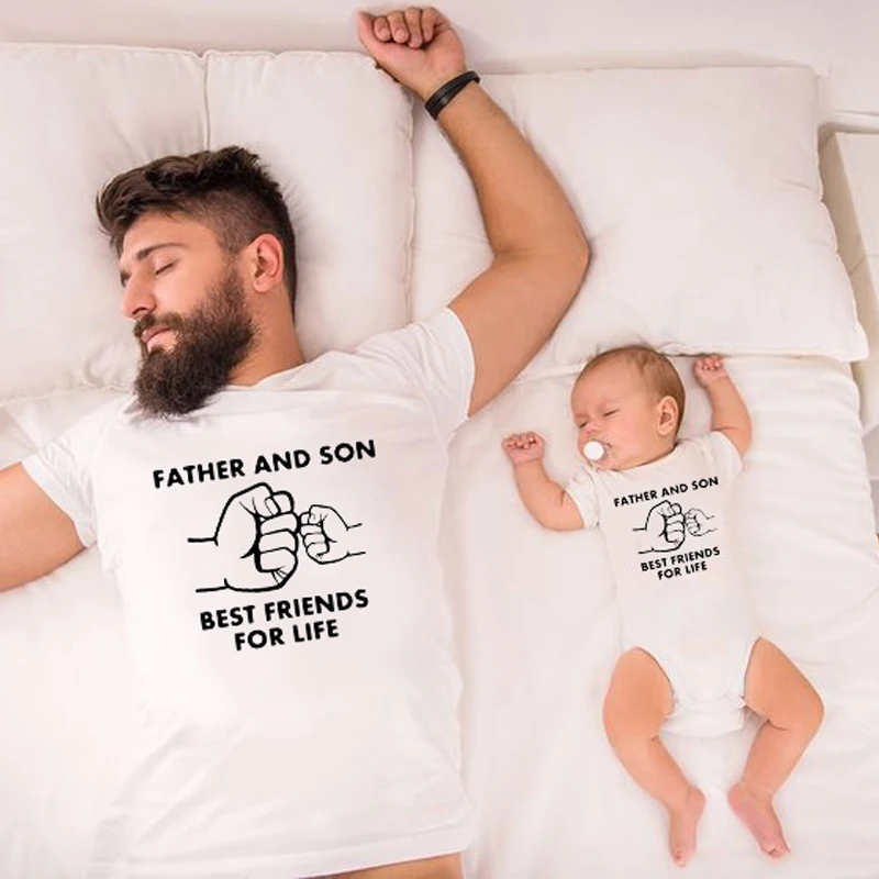 1 jugador 1/2 padre y beb&eacute; familia mirar a juego camisetas Tops beb&eacute; monos pap&aacute; y ni&ntilde;os que combinan ropa camiseta-4