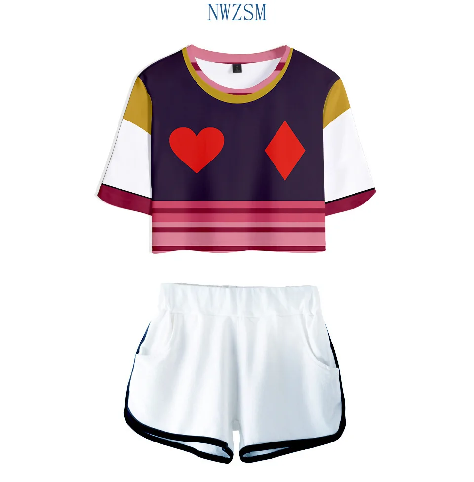 Anime Hunter X HIsoka 2 Piece Set Women Conjunto Feminino Crop Top and Shorts Two Outfits Cosplay Costumes |