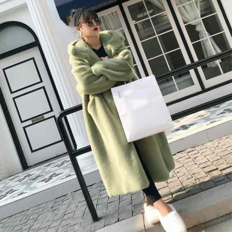 Женское пальто из искусственного меха Sitruuna однотонное длинное с капюшоном