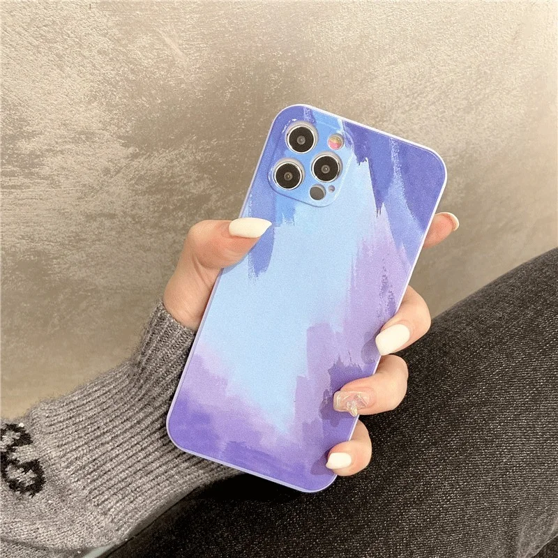 

For iPhone 11 12 Pro Max X Xs Xr Mini SE 2020 6 6s 7 8 Plus Case Luxury Watercolor Gradient Marble Soft Silicon Shockproof Cover