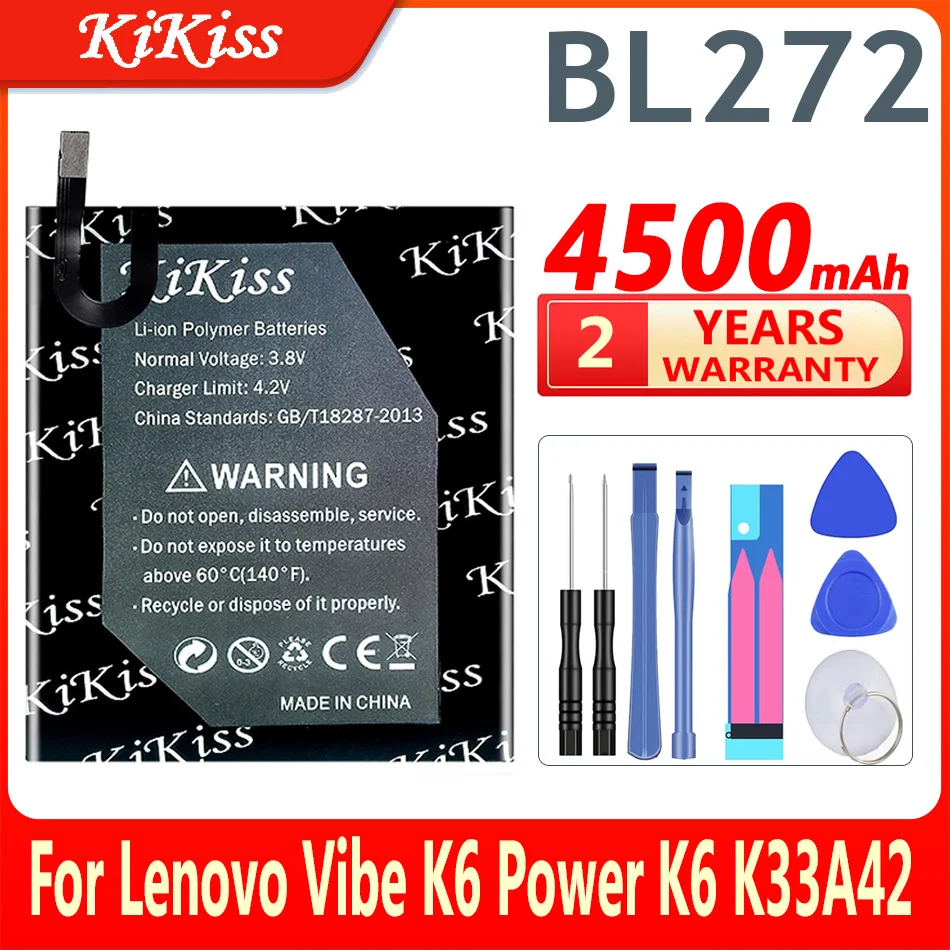 

Аккумулятор KiKiss 4500 мАч BL272 для Lenovo K6 Power Vibe K6 K33A42 мобильный телефон, сменные батареи, аккумулятор BL 272