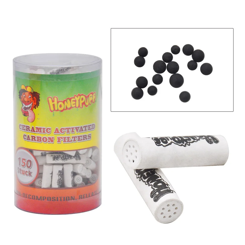 

150Pc/Box HONEYPUFF 6MM 7MM 9MM Active Charcoal Pipe Filter Suit For Metal Smoking Pipe or Natural Wood Smoke Pipes Accessories