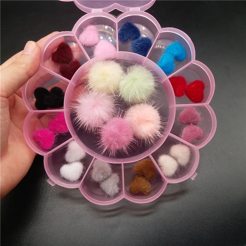 

29pcs/Box Fluffy Nail Plush Ball Kawaii Nail Charms DIY Decoration Magnetic Pom Nail Pom Pom Manicure Accessories Kit Charm