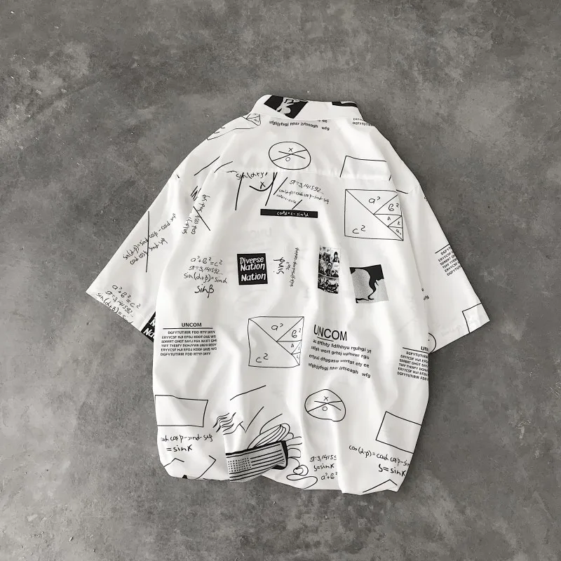 Мужская летняя рубашка с короткими рукавами модная Повседневная принтом уличная