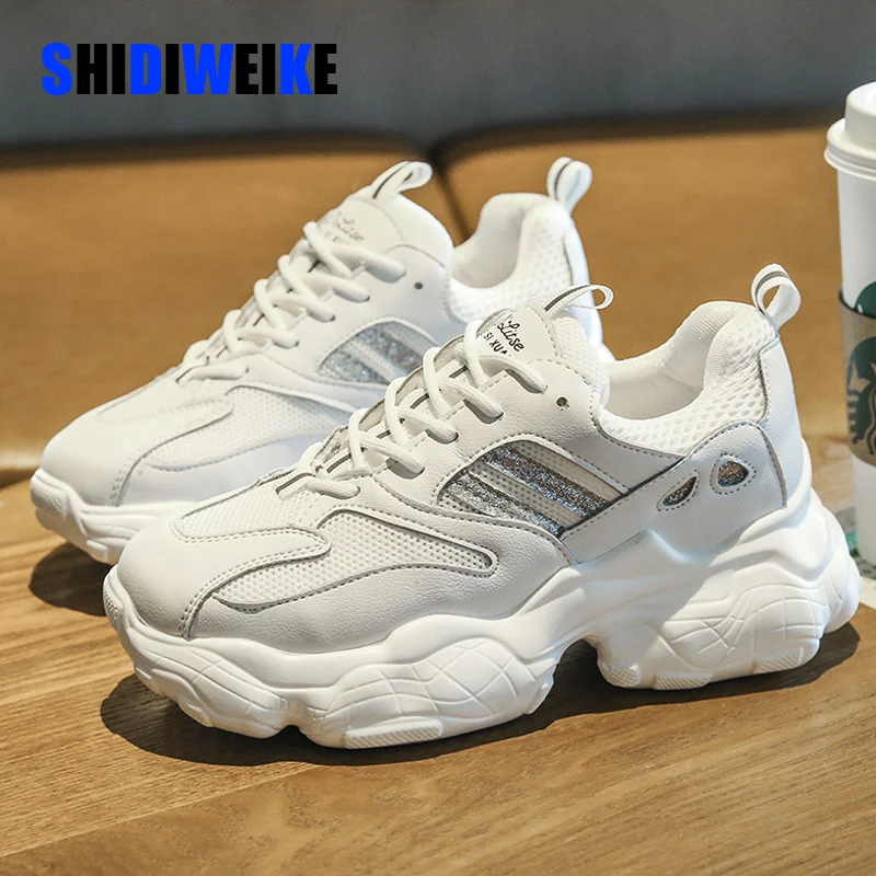 Женские кроссовки столбики Модная обувь на платформе Basket Femme Вулканизированная