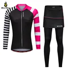 WOSAWE Женский комплект из Джерси для езды на велосипеде MTB рубашки для езды на велосипеде гелевые подушки юбка брюки для езды на шоссейном велосипеде костюм с длинным рукавом