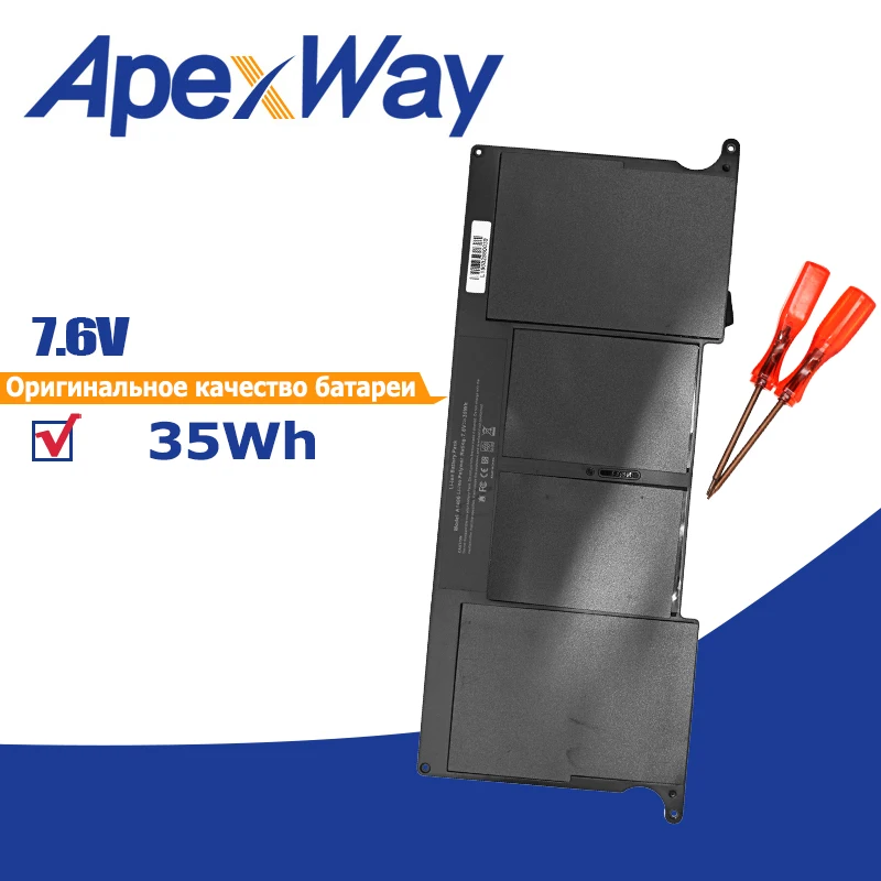 

Аккумулятор Apexway для ноутбука Apple MacBook Air 11 "A1370 Mid 2011 и A1465 (2012-2015), 35 Вт/ч 7,6 В, сменные батареи A1406 A1495
