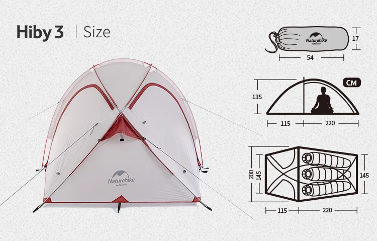 Naturehike Hiby серии 20 силиконовые 3 человека палатки непромокаемые Сверхлегкий Открытый Кемпинг семья Туризм туристическая палатка с бесплатным ковриком