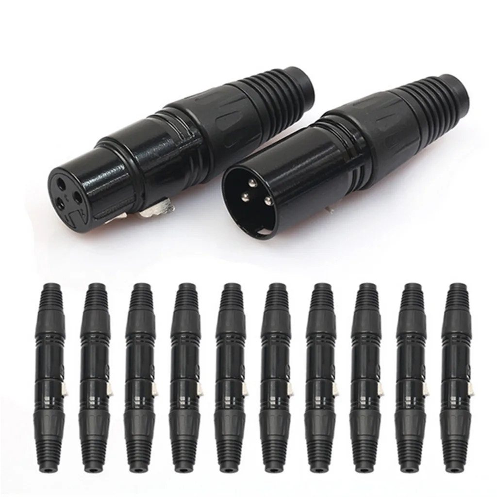 10 Pairs 3 Pin XLR Connectors Male And Female Microphone Mic Cable Plug | Спорт и развлечения