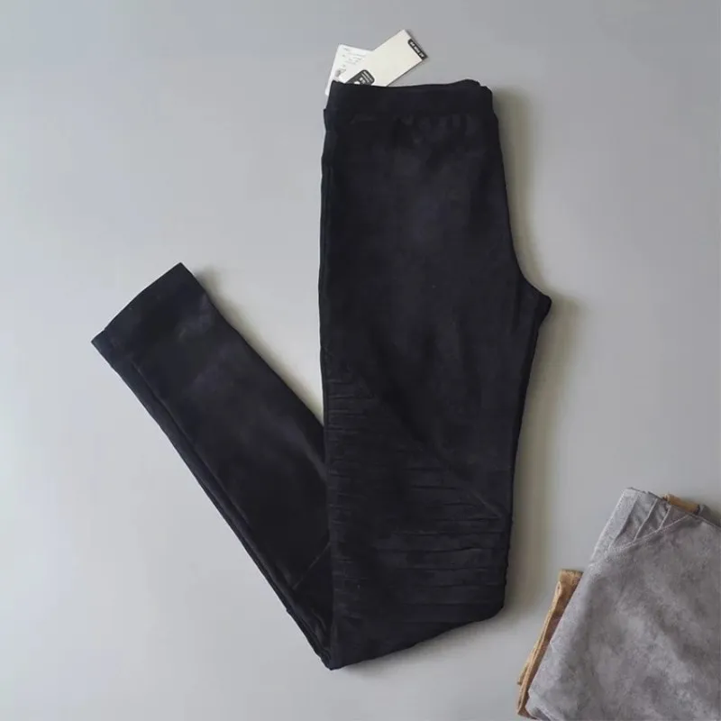 ms ragdoll Fashion 2019 Winter Women's Leggings Faux Suede Elastic Waist Leggins Trousers Cozy Warm Slim Female Fitness Legging | Женская