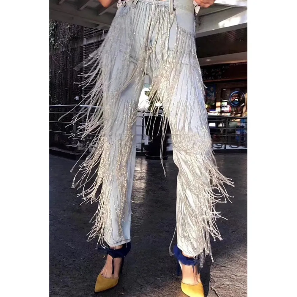 Женские джинсовые брюки WHITNEY WANG дизайнерские стильные джинсы ручной работы с