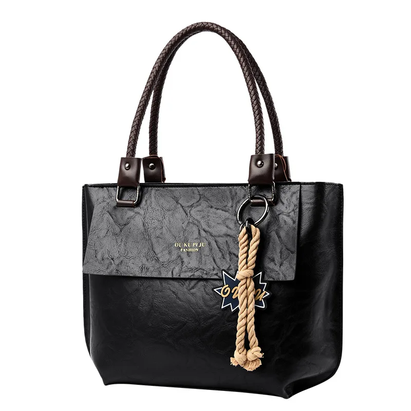 

2020Women'sTote BagLeather New Luxury Handbags Large Women's Shoulder Bag Fashion Vintage Female Shoulder Bag Designer