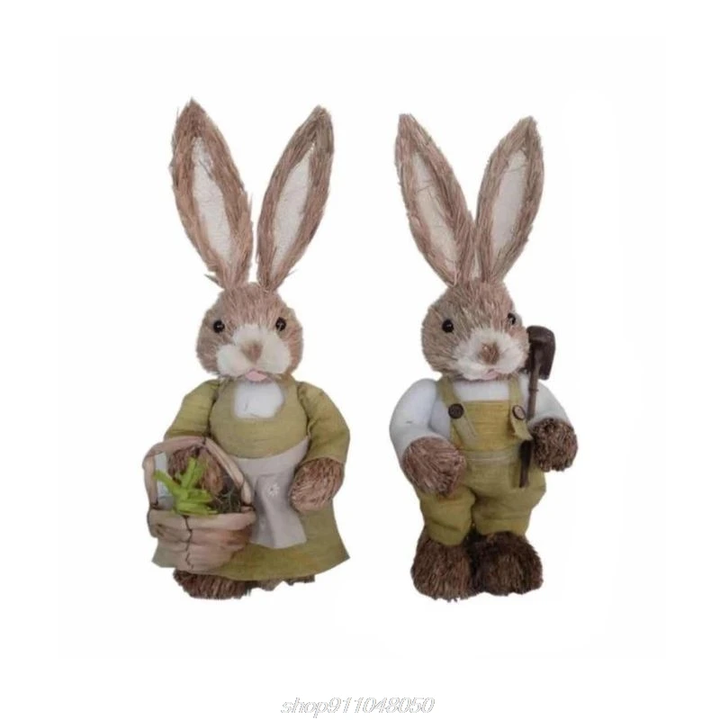 

2Pc Cute Straw Rabbit Bunny Easter Decorations Holiday Home Garden Wedding Ornament D21 20 Dropshipping