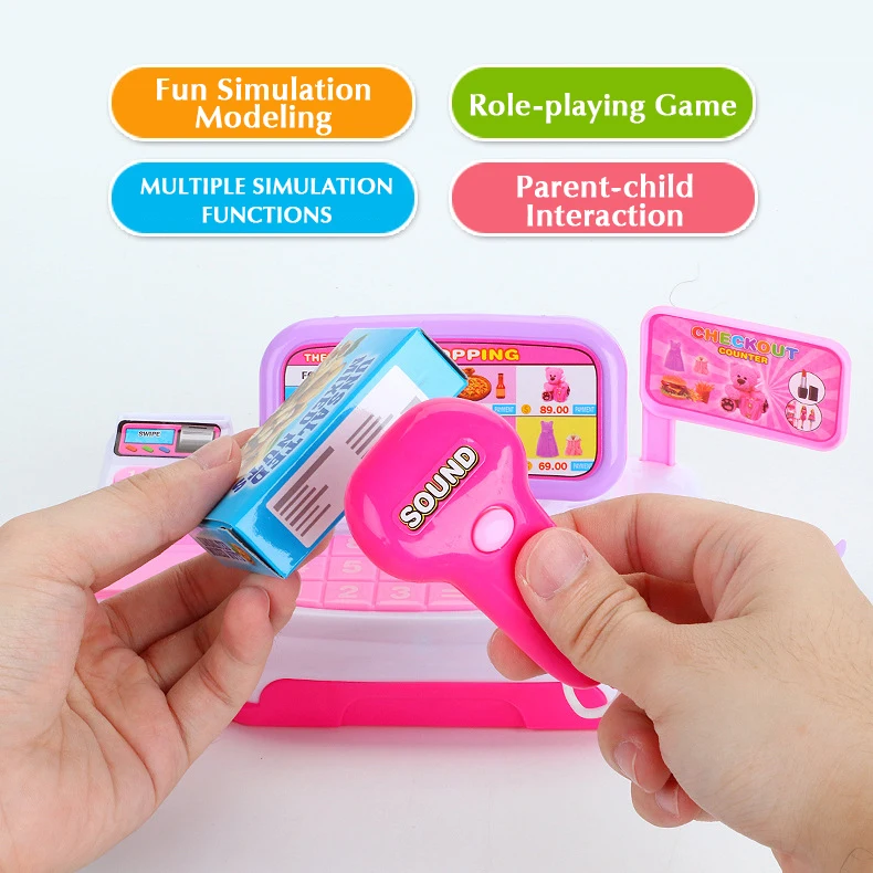Детский сверкающий игрушечный симулятор супермаркета игрушка-касса детский