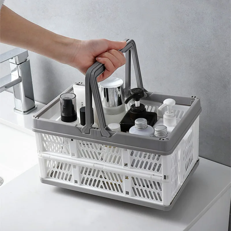

New Portable Home Storage Basket Foldable Space Saving Bathroom Accessories Organizer Box Stackable Cosmetic Storage Container