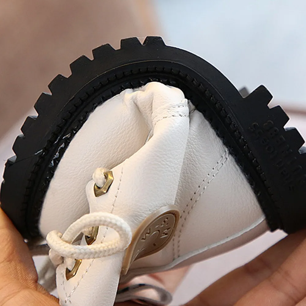 

Children Plush Warm Shoes For Boys PU Leather Girls Kids Martin Boots Autumn Winter New Toddler Baby Soft Bottom Short Boots