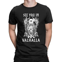 mens t shirt viking see you in valhalla vintage cotton tee shirt short sleeve t shirts round collar clothing summer