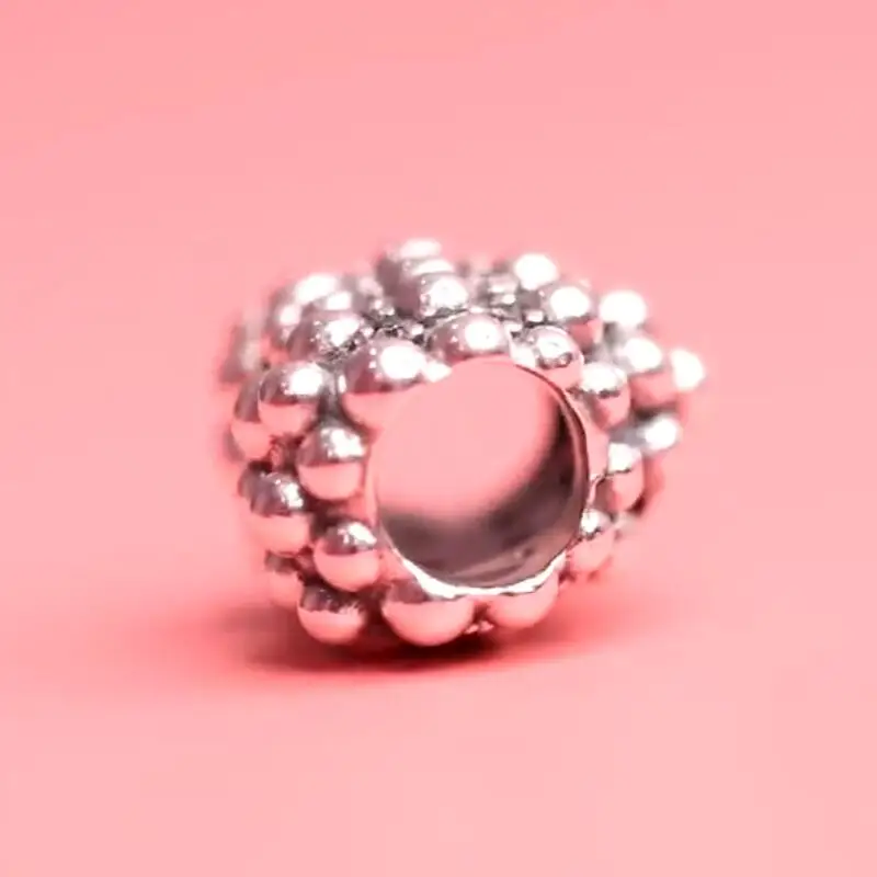 

2020 Valentine's Day Love Charm 925 Sterling silver Beaded Sparkling Heart Charms fit Silver Bracelets DIY for women jewelry