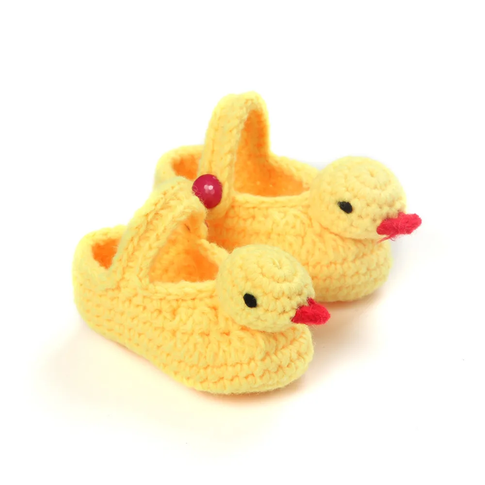 100% мягкая хлопковая вязаная обувь для новорожденных малышей маленькая утка