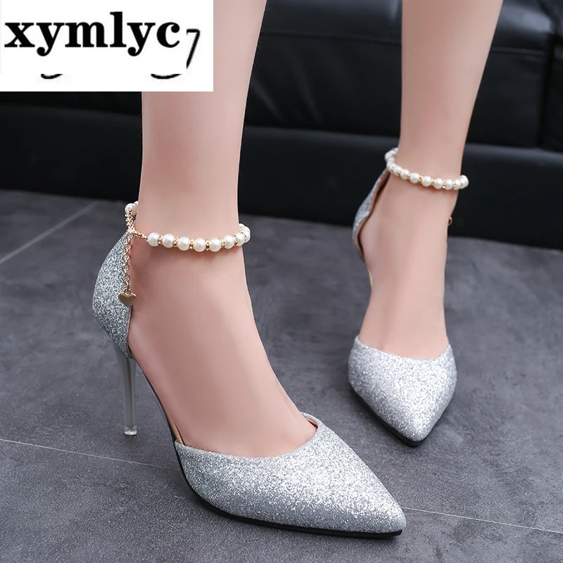 Женские босоножки на высоком каблуке xymlyc Новинка лета 2020 туфли-лодочки с острым