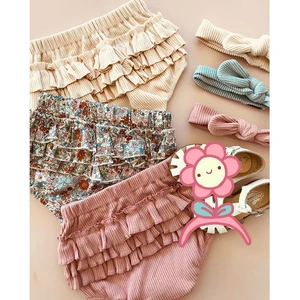 От 0 до 3 лет, летние шорты для маленьких мальчиков и девочек 3 цвета, однотонные шорты с оборками и цветочным принтом и эластичной резинкой на талии