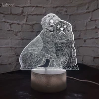 3d dog bulldog7 color change lamp 3d led illusion night light acrylic colorful usb table desk lamp home decora for kid gift