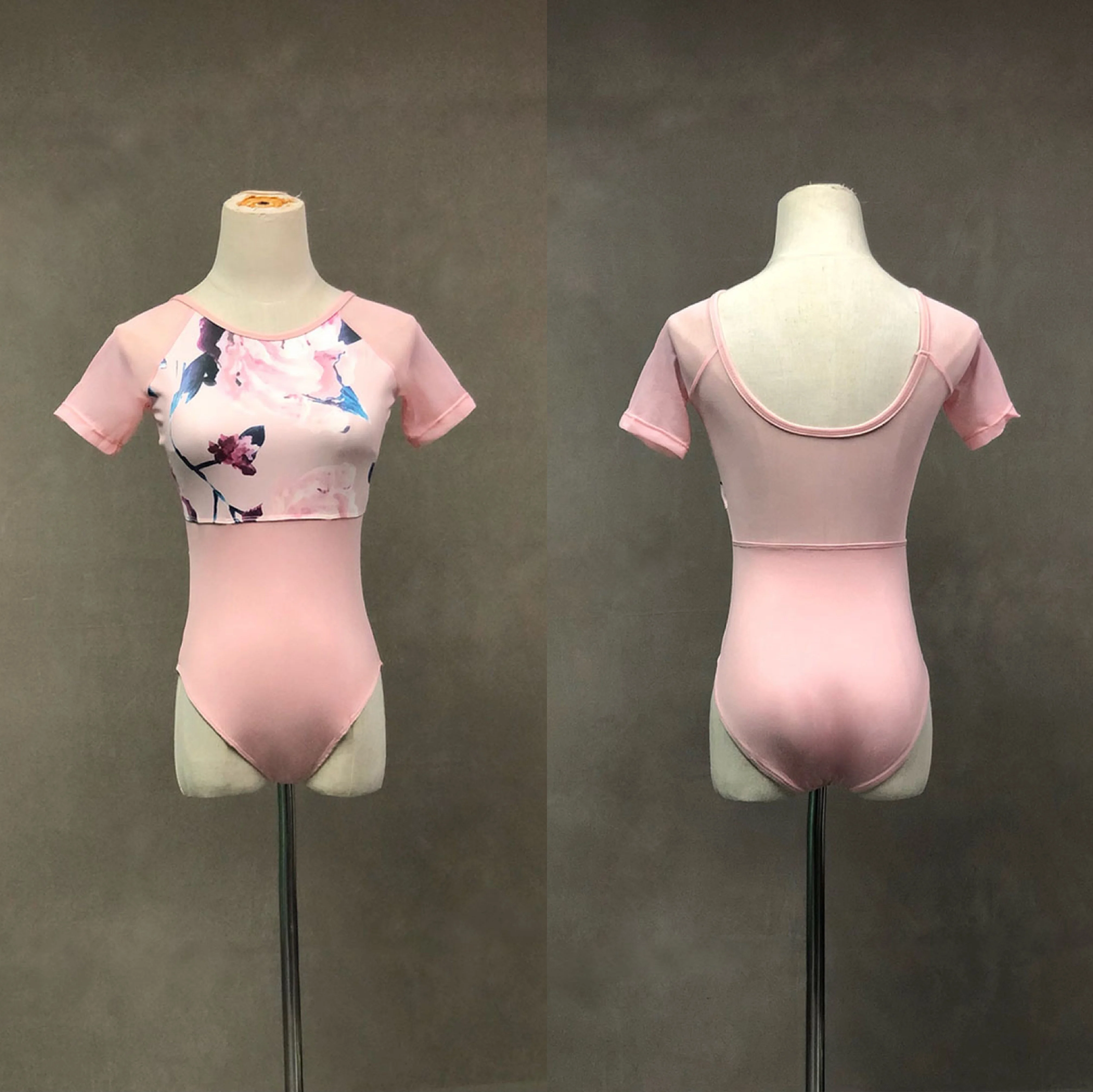 

Балетное гимнастическое танцевальное трико женское весеннее и осеннее с принтом костюм-купальник с коротким рукавом танцевальный комбине...