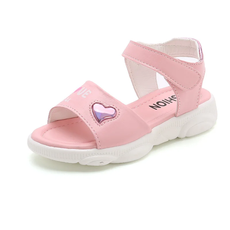 Teens Girls Summer White Pink Open Toe Sandals For Girls School Cartoon Beach Princess Sandals New 5 6 7 8 9 10 11 12 Years