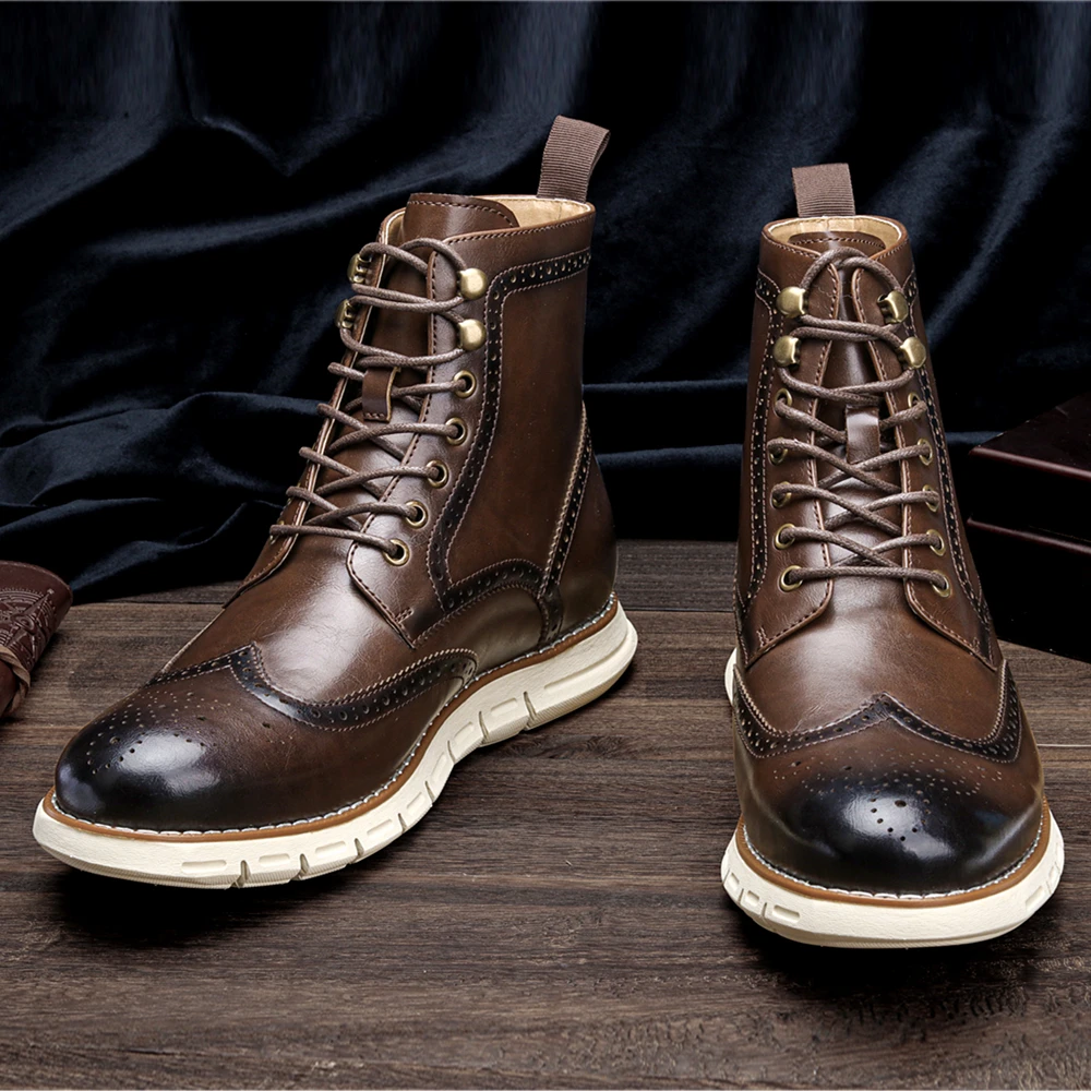 

7~13 Boots men brand 2021 fashion comfortable Brogue Ankle boots #AL511