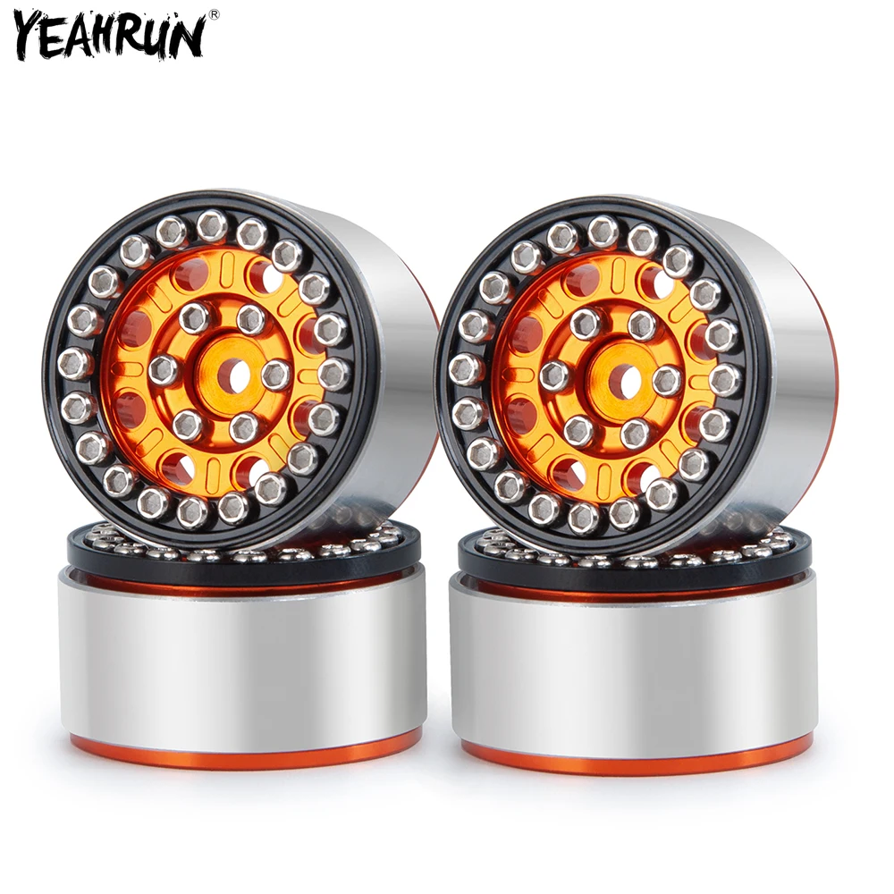 

YEAHRUN 4Pcs Aluminum Alloy Beadlock Wheel Rim Hub For 1/24 Axial SCX24 90081 AXI00001 AXI00002 RC Crawler Car Parts